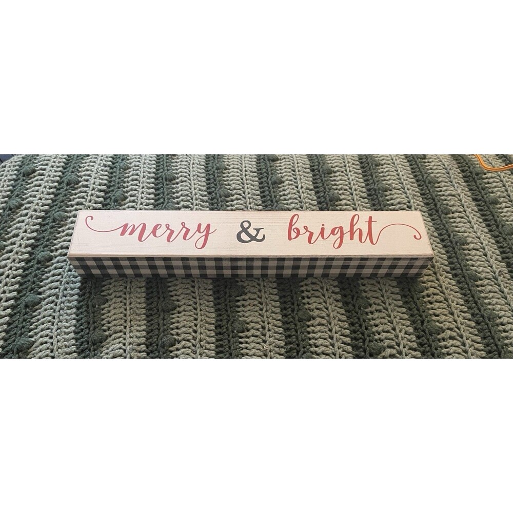 Handmade Wooden Christmas Sign-Merry & Bright Holiday Wall Decor